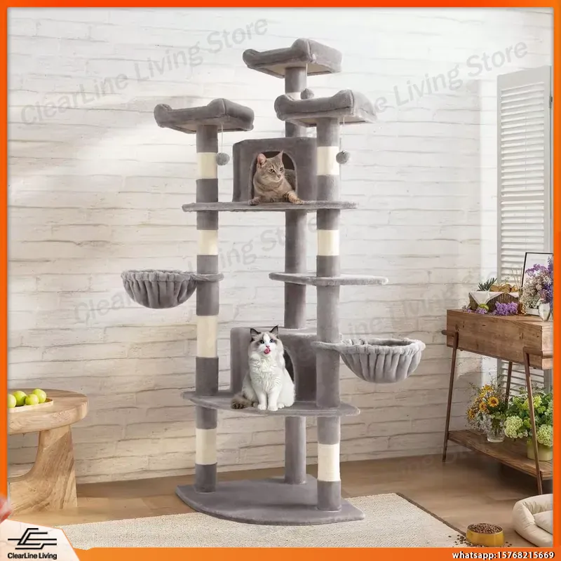 Cat Scratching Post - Fächerförmiger Eck-Kratzbaum 185 cm Hoch Mehrstöckiger