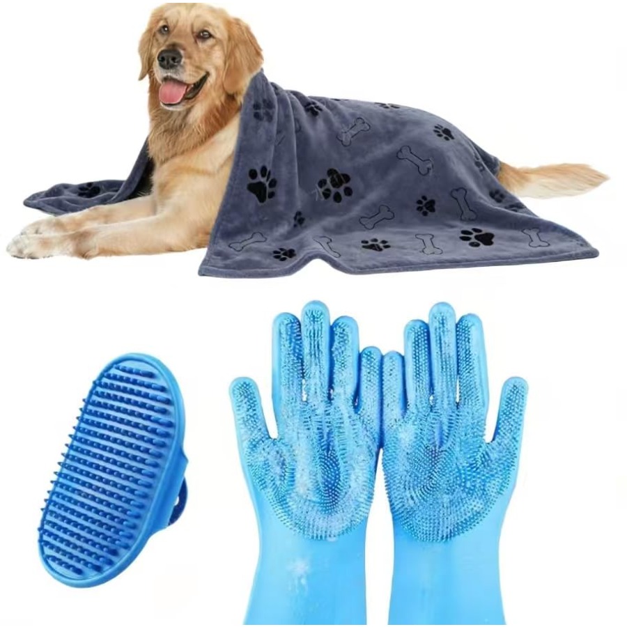 Pet X Supplies & Tack Howell Photos - 3-teiliges Hundebade-Set, Hundebadebürste Hundewaschhandschuhe Hundehandtuch 40''