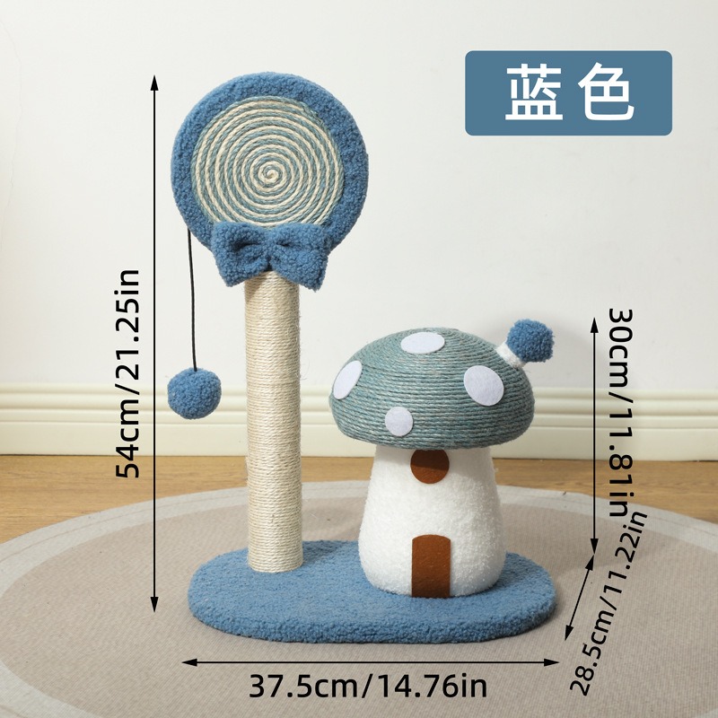 Cat Scratching Post - Niedliches Pilzhaus-Kratzboard in Lollipop-Form aus Sisal