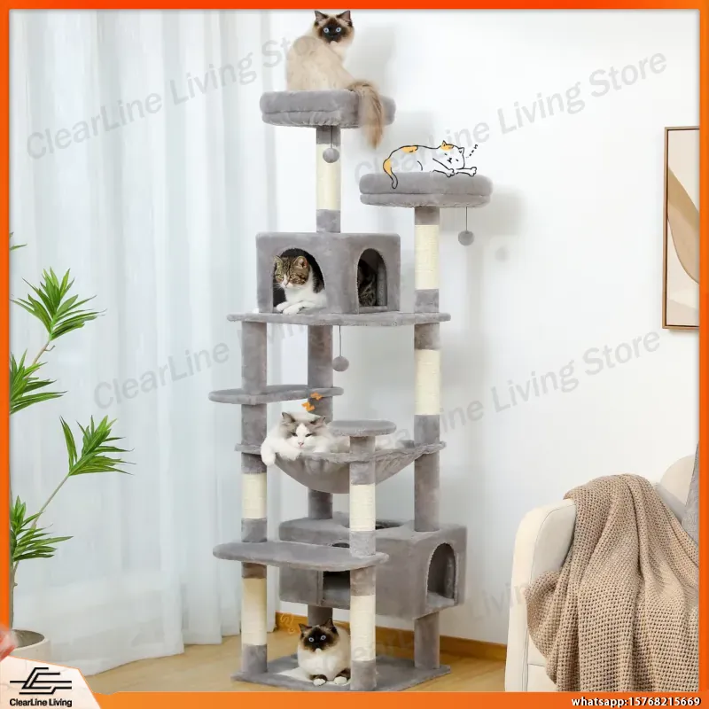 Cat Scratching Post - Großer Katzenbaum für Wohnungskatzen mit Sisal-Kratzstämmen,