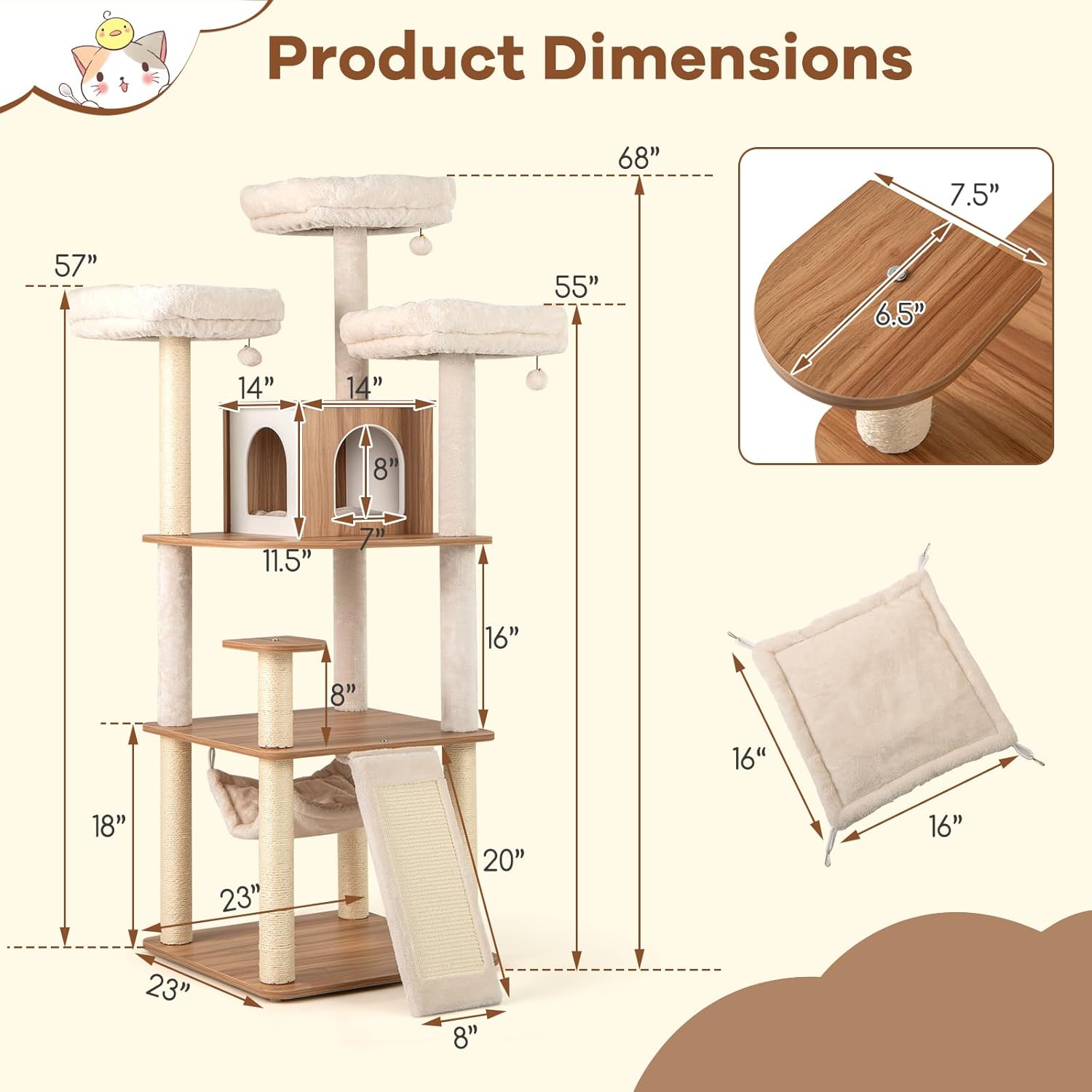 Hoher Katzenbaum, 173 cm Moder – Cat Scratching Post Bewertung und Preis