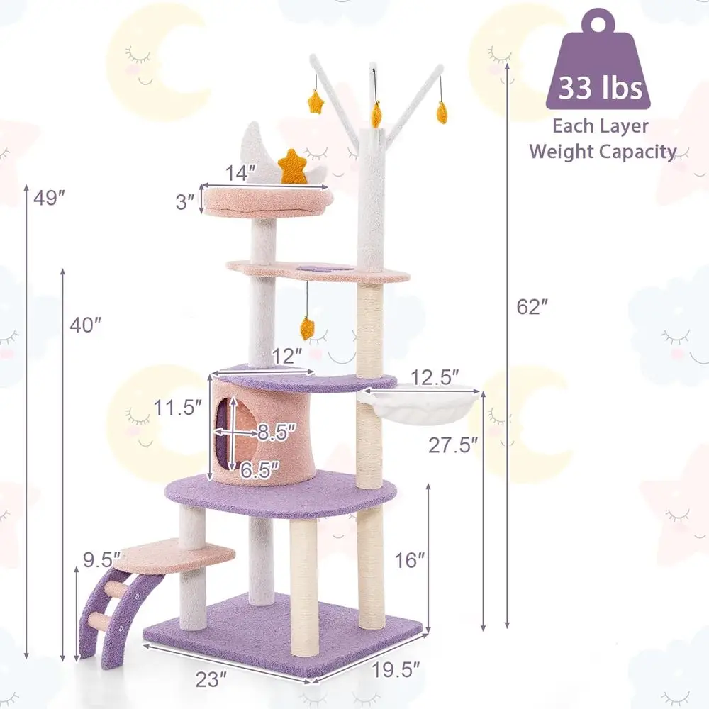 62-Zoll Mehrstufiger Katzentur – Cat Scratching Post Bewertung und Preis