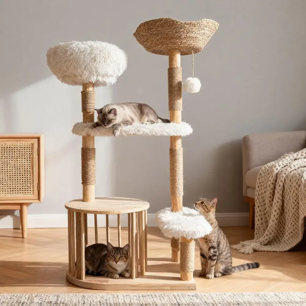 Natürlicher Holz-Katzenturm mi – Cat Scratching Post Bewertung und Preis